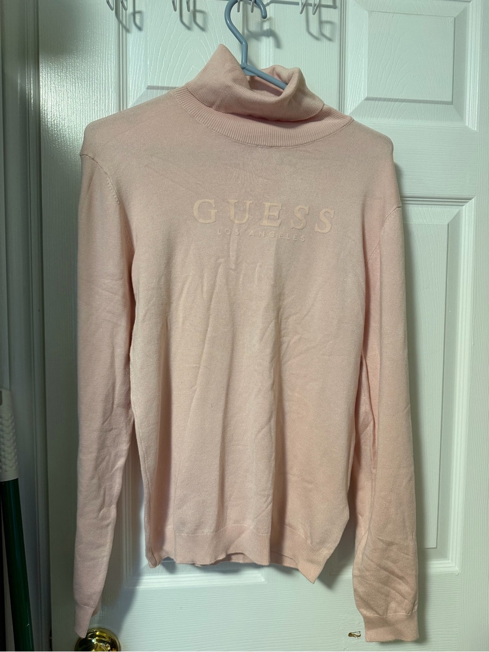 Guess Light Pink Turtleneck Logo Sweater